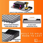 Estante de pared de acero negro de 4 niveles, paquete de 4