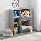 Mueble organizador blanco para juguetes y libros de niños con cubículos y contenedores – Edades 0-3