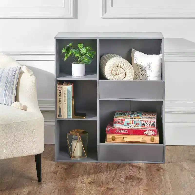 Mueble organizador blanco para juguetes y libros de niños con cubículos y contenedores – Edades 0-3