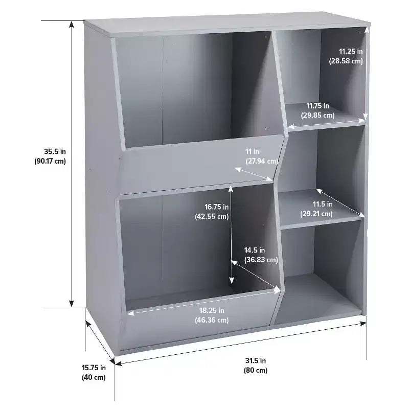 Mueble organizador blanco para juguetes y libros de niños con cubículos y contenedores – Edades 0-3