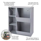 Mueble organizador blanco para juguetes y libros de niños con cubículos y contenedores – Edades 0-3