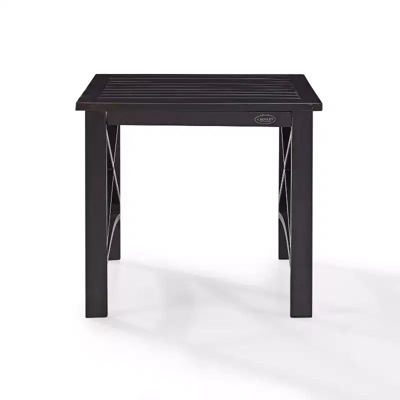 Mesa auxiliar de acero marrón cuadrada para exteriores, 1 persona