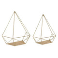 Kate & Laurel All Things Decor 2pc Prouvé Diamond Shaped Shelf Set Gold - Metal Floating Decor Storage