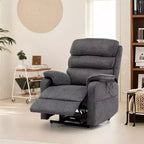 Sillón reclinable eléctrico gris oscuro con masaje y calor, 1 persona