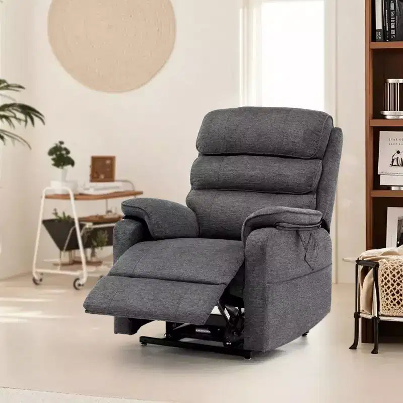 Sillón reclinable eléctrico gris oscuro con masaje y calor, 1 persona