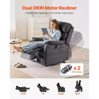 Sillón reclinable eléctrico gris oscuro con masaje y calor, 1 persona