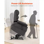Sillón reclinable eléctrico gris oscuro con masaje y calor, 1 persona