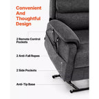 Sillón reclinable eléctrico gris oscuro con masaje y calor, 1 persona