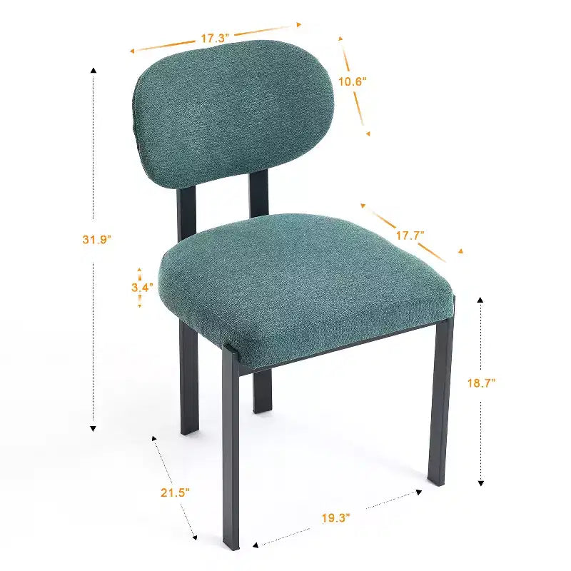 Juego de 2 sillas de comedor tapizadas – Verde antiguo / Naranja, estilo de mediados de siglo
