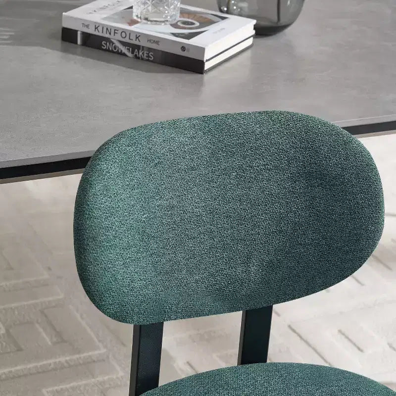Juego de 2 sillas de comedor tapizadas – Verde antiguo / Naranja, estilo de mediados de siglo