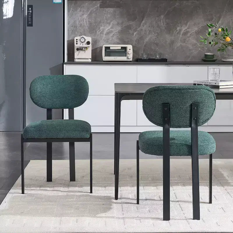 Juego de 2 sillas de comedor tapizadas – Verde antiguo / Naranja, estilo de mediados de siglo