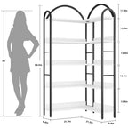 Estantería esquinera en forma de L de 5 niveles en blanco y negro para 1