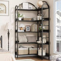 Arched Corner Bookshelf, L-Shaped Storage Bookshelf, Industrial Large Display Shelf with Metal Frame, Living Room, Bedroom, Home Office