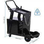 Carro de soldadura de acero con recubrimiento de polvo negro, para un solo usuario, con/sin cajones