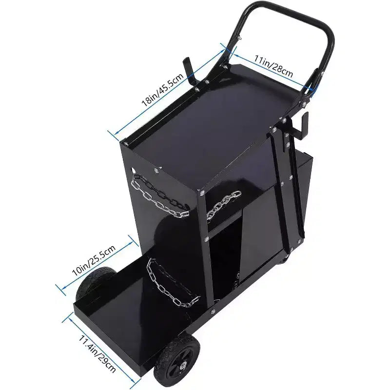 Carro de soldadura de acero con recubrimiento de polvo negro, para un solo usuario, con/sin cajones