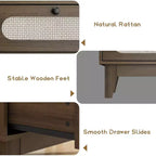 Cómoda de 6 cajones de ratán natural, estructura de madera, para adultos