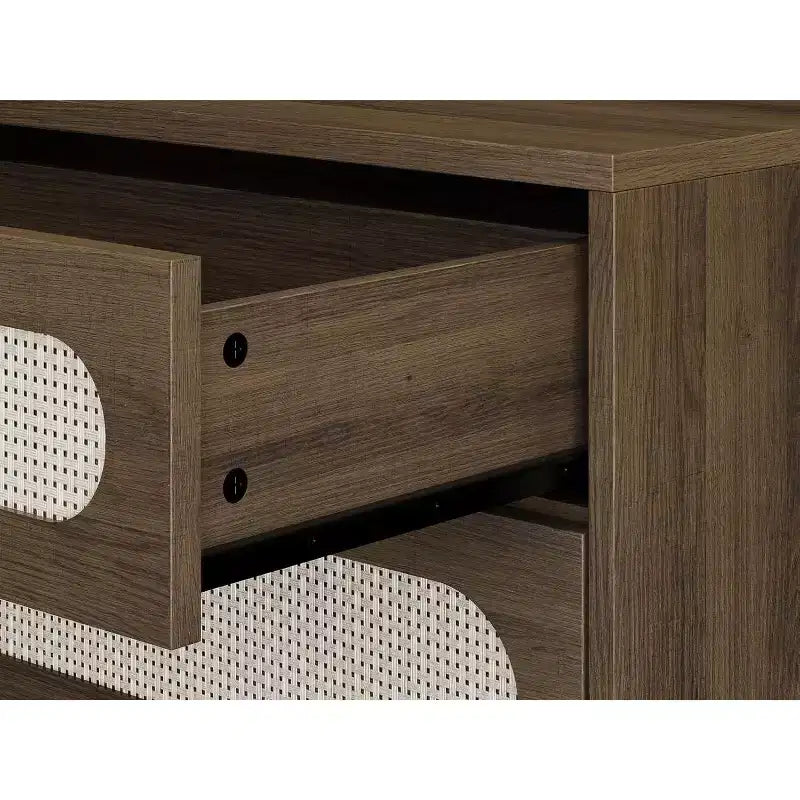 Cómoda de 6 cajones de ratán natural, estructura de madera, para adultos