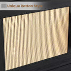 Estantería Boho de 5 Niveles Beige/Negra con Puertas de Ratán – Salón y Dormitorio