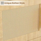 Estantería Boho de 5 Niveles Beige/Negra con Puertas de Ratán – Salón y Dormitorio