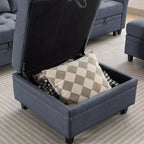 Sofá modular beige y gris oscuro, en forma de L/U, con capacidad para 4-6 personas