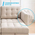 Sofá modular beige y gris oscuro, en forma de L/U, con capacidad para 4-6 personas