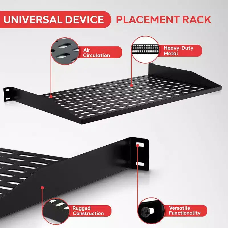 Bandeja negra de metal para rack de servidores, 1U, servicio pesado, paquete de 10