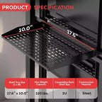 Bandeja negra de metal para rack de servidores, 1U, servicio pesado, paquete de 10