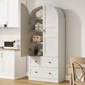 Garvee Farmhouse Arched Kitchen Pantry Cabinet, Tall Wood Kitchens Storage Cabinets with 2 Large Drawers, Easy Assembly