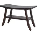 HomeRoots 28 Dark Brown Teak Rectangular Shower Bench With Shelf