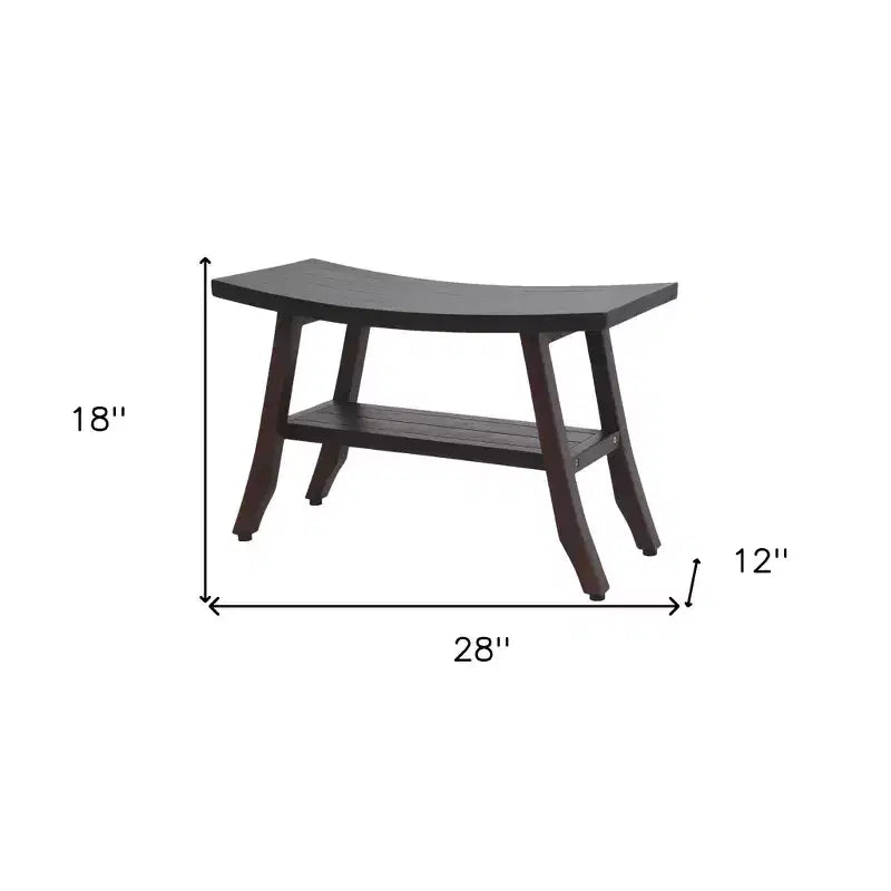 Banco de ducha rectangular de teca marrón oscuro con estante – Asiento individual