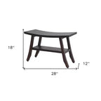 Banco de ducha rectangular de teca marrón oscuro con estante – Asiento individual