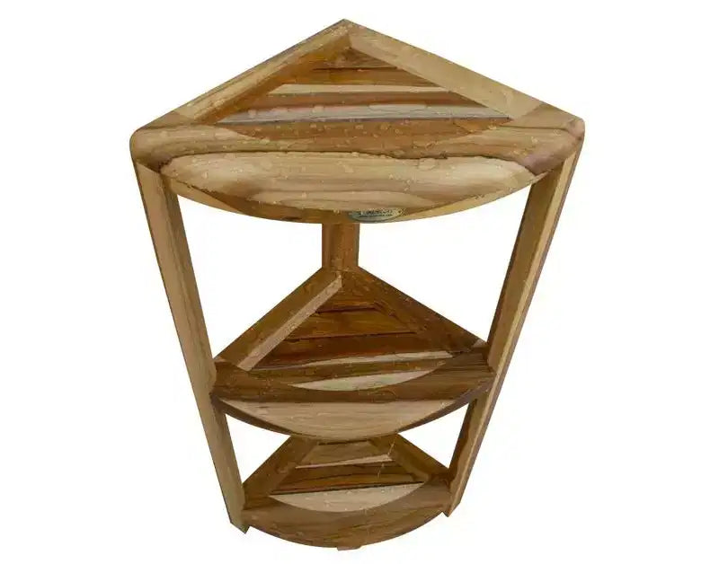 Banco esquinero de ducha triangular de teca natural - 1 persona, interior/exterior