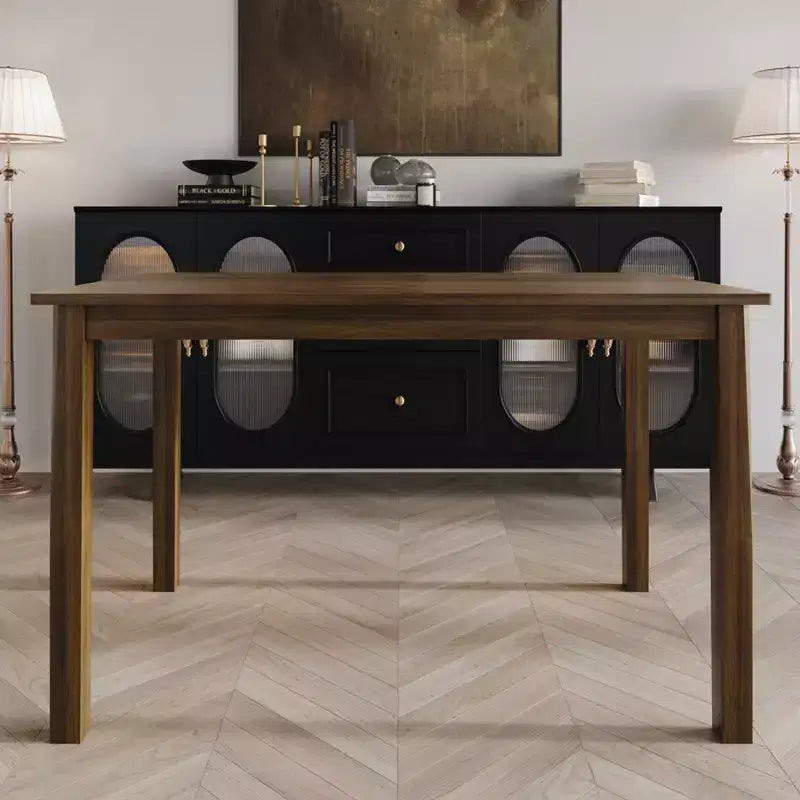 Mesa de comedor rectangular de madera marrón, 4 plazas