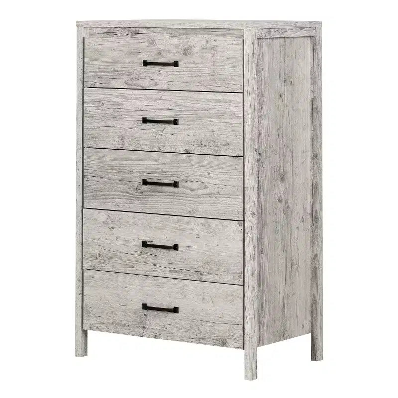 HomeStock 7.25 in.H Particle Board Vertical Dressers with 5 - Drawers in White Finish