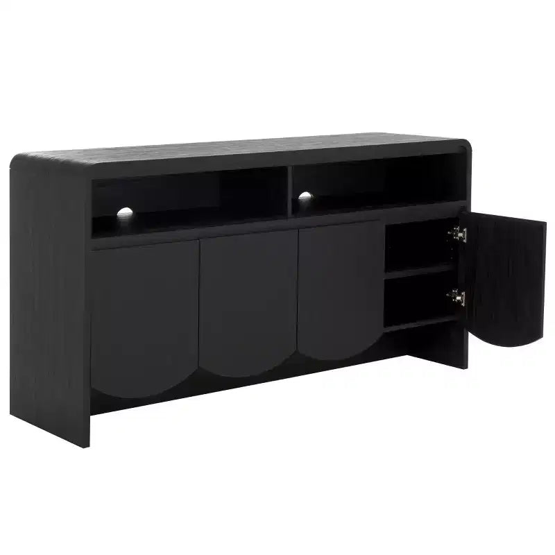 Mueble para TV / Aparador de 4 puertas y 2 estantes – Negro / Blanco Decapado / Negro Envejecido / Roble / Nogal
