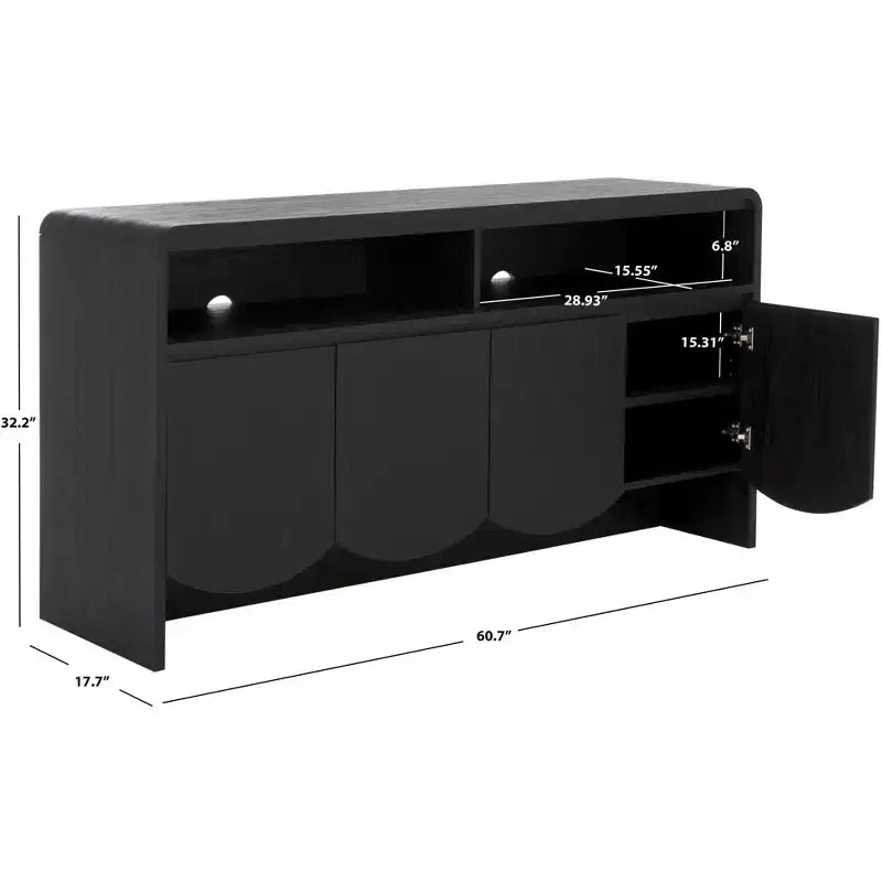 Mueble para TV / Aparador de 4 puertas y 2 estantes – Negro / Blanco Decapado / Negro Envejecido / Roble / Nogal