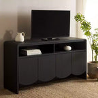 Mueble para TV / Aparador de 4 puertas y 2 estantes – Negro / Blanco Decapado / Negro Envejecido / Roble / Nogal