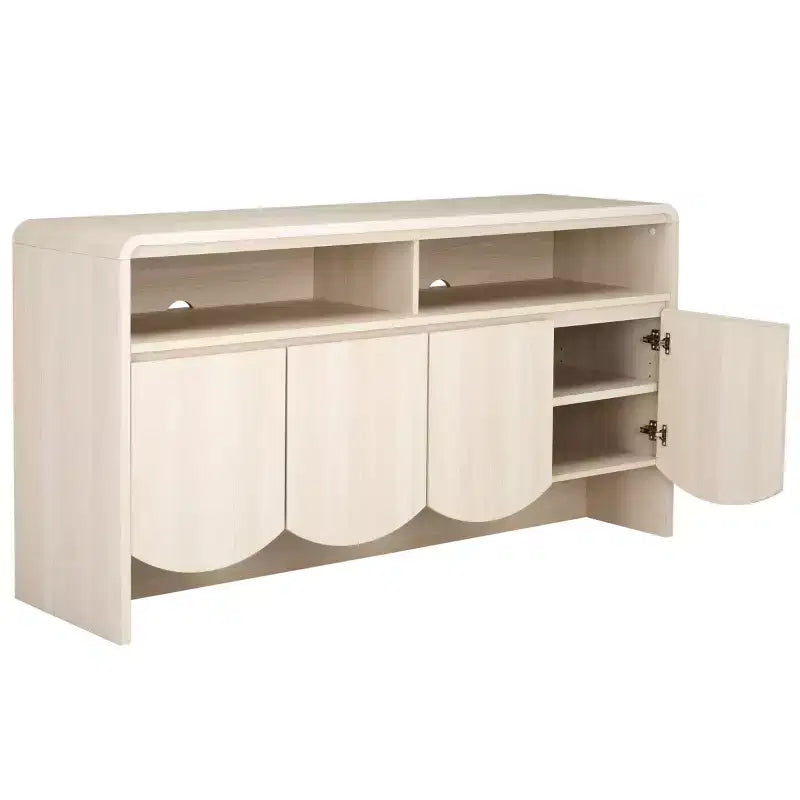 Mueble para TV / Aparador de 4 puertas y 2 estantes – Negro / Blanco Decapado / Negro Envejecido / Roble / Nogal