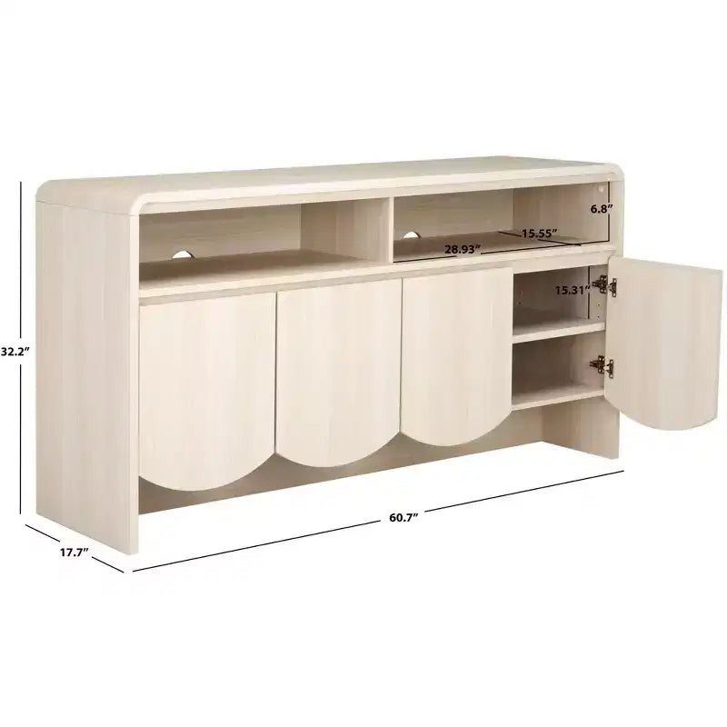 Mueble para TV / Aparador de 4 puertas y 2 estantes – Negro / Blanco Decapado / Negro Envejecido / Roble / Nogal