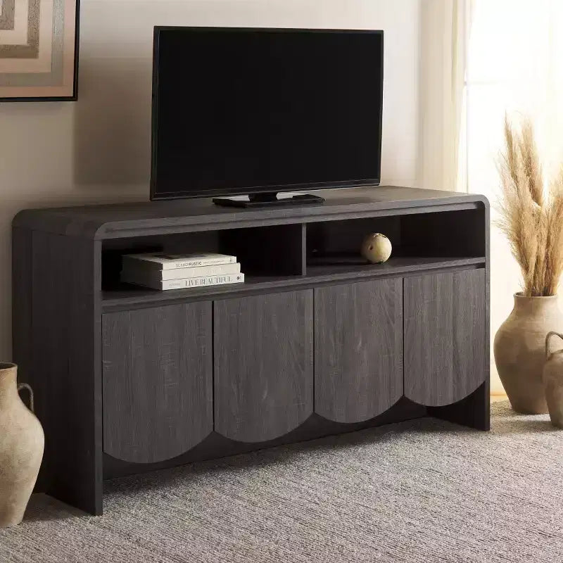 Mueble para TV / Aparador de 4 puertas y 2 estantes – Negro / Blanco Decapado / Negro Envejecido / Roble / Nogal