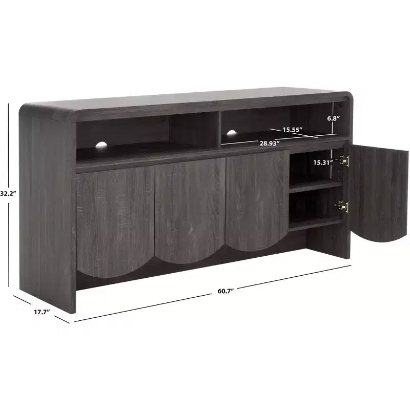 Mueble para TV / Aparador de 4 puertas y 2 estantes – Negro / Blanco Decapado / Negro Envejecido / Roble / Nogal