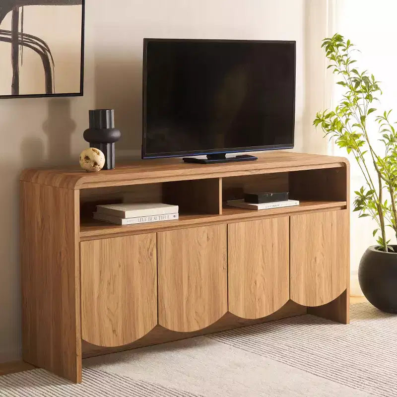 Mueble para TV / Aparador de 4 puertas y 2 estantes – Negro / Blanco Decapado / Negro Envejecido / Roble / Nogal