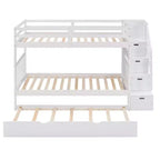 Litera con escalera, doble sobre doble/completa, con cama nido, para hasta 3 personas, color gris/blanco