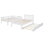 Litera con escalera, doble sobre doble/completa, con cama nido, para hasta 3 personas, color gris/blanco