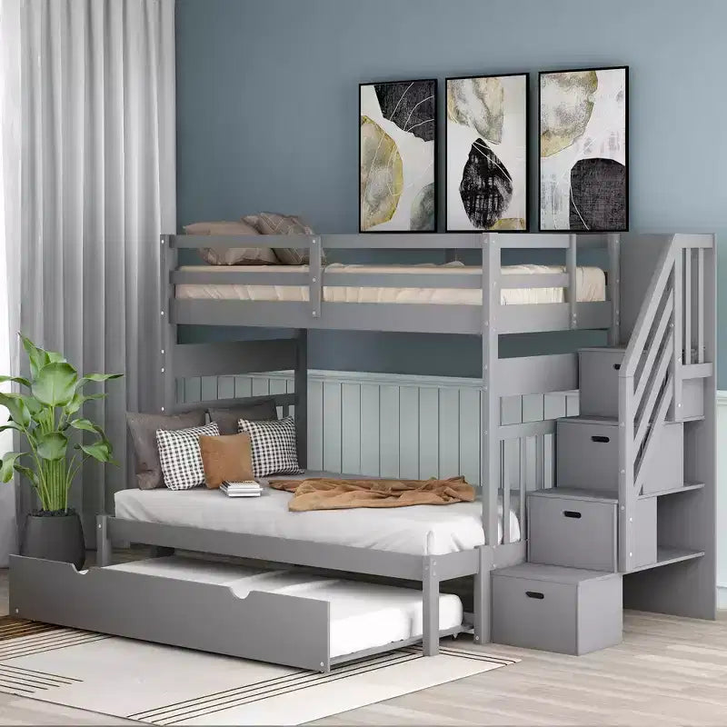 Whsien Twin over Twin/Full Bunk Bed with Twin Size Trundle