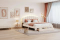 Okak Queen Elegant Platform Bed Frame with Upholstered & 2 USB Ports Teddy Fleece Bed with Storage Drawer Easy to Assemble