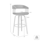 Taburete de bar giratorio de polipiel color crema y madera, respaldo alto, 1 asiento