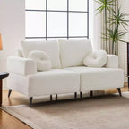 Sofá tapizado de pana blanca, estilo moderno, 2-3 plazas