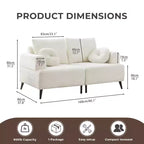 Sofá tapizado de pana blanca, estilo moderno, 2-3 plazas