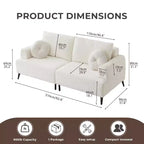 Sofá tapizado de pana blanca, estilo moderno, 2-3 plazas